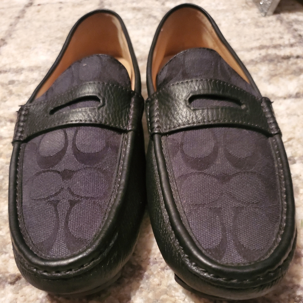 Coach Men Black Monogram Loafers.. Size 9